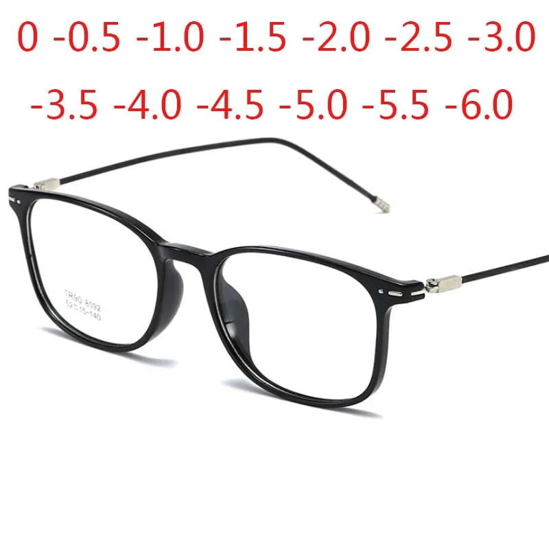 

New Square Finished Myopia Glasses Women Men Metal Thin Legs Short Sight Spectacles Diopter -1.0 -1.5 -2.0 -2.5 -3.0 To -8.0