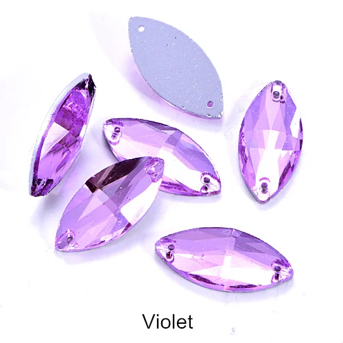Violet 5 размеров красочные Наветт стеклянные стразы шьют на Стразы желтый плоский с оборота конский глаз формы пришивные стразы для одежды B0161 - Цвет: Violet