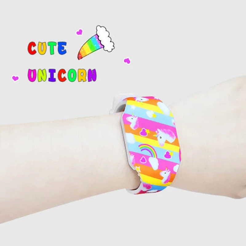 Детская одежда для мальчиков и для девочек с единорогом мягкий чехол-накладка из резины цифровой светодиод часы оптом для детей студентов Радуга светящиеся часы