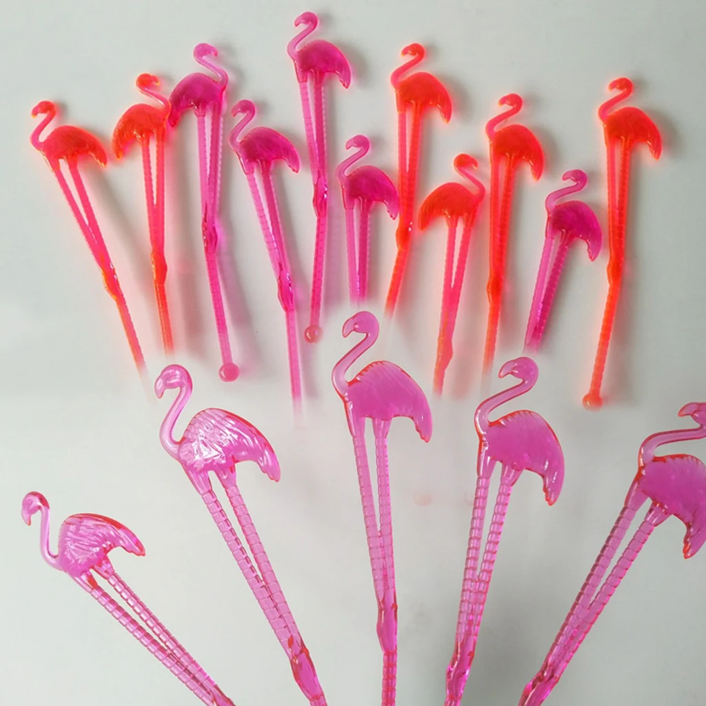 

Set of 10 Flamingo Cocktail Drink Stirring Barware Drink Swizzle sticks