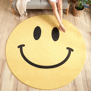 smile face round carpet cartoon soft living room bedroom rug kids room children anit slip floor mats free global shipping