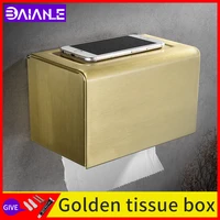 bathroom tissue box wall mount toilet paper roll stand screw free installation gold waterproof kitchen paper towel rack
