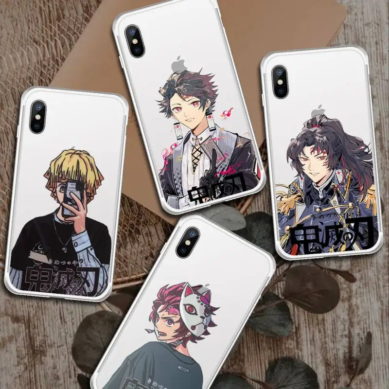 

Kimetsu No Yaiba anime Phone Case Transparent for iPhone 6 7 8 11 12 s mini pro X XS XR MAX Plus