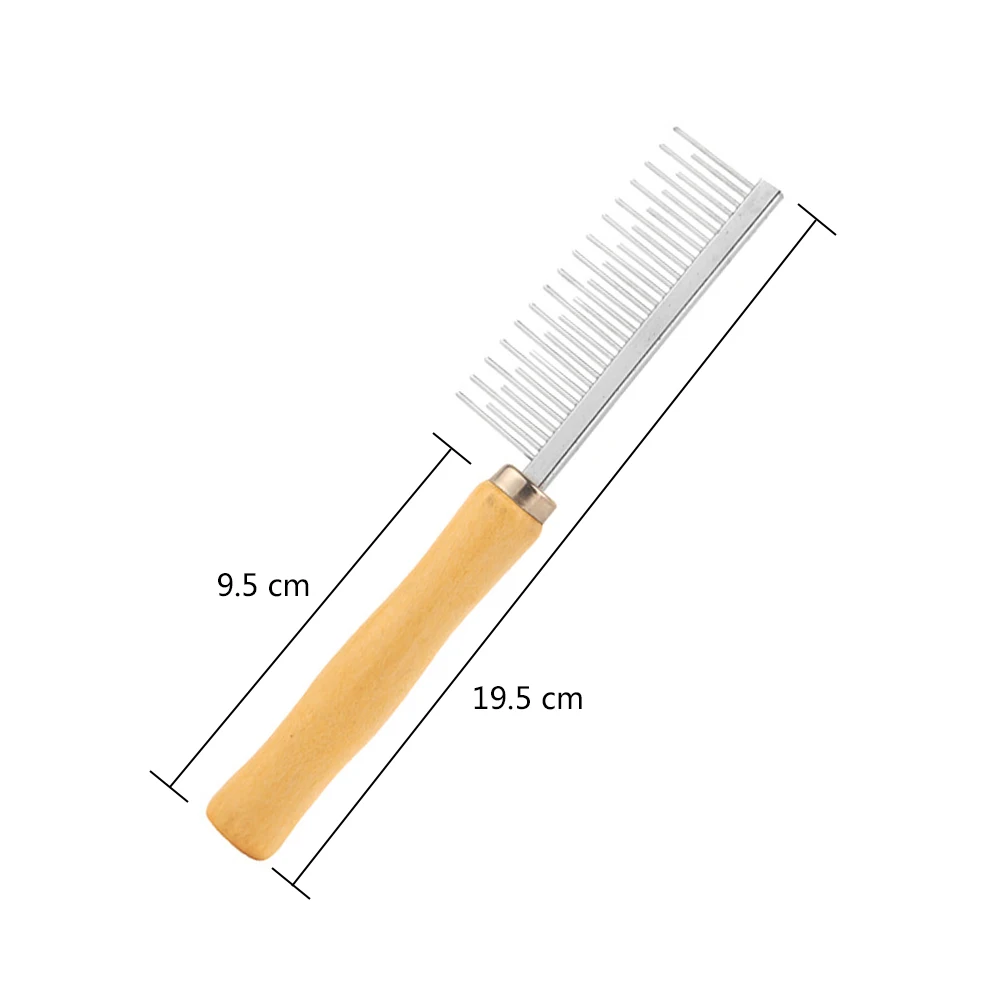 

Pet Stainless Steel Long Wooden Handle Dog Cat Comb Grooming Brush Hair Removal Single Row Straight Comb For Small Large Dog Cat