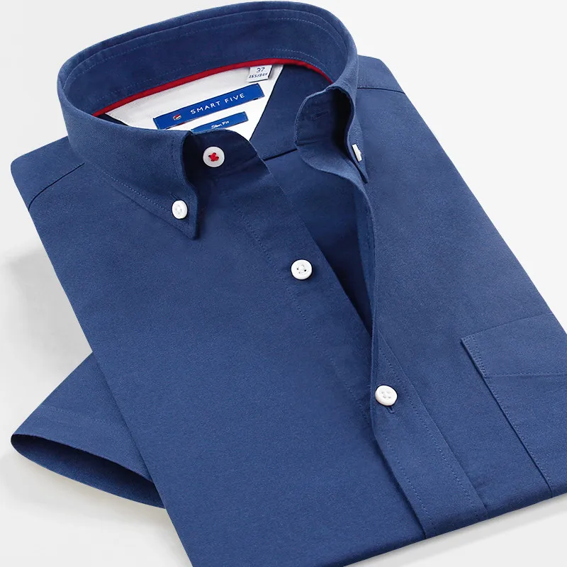 Smartfive Оксфордские мужские рубашки с коротким рукавом Летняя мужская рубашка