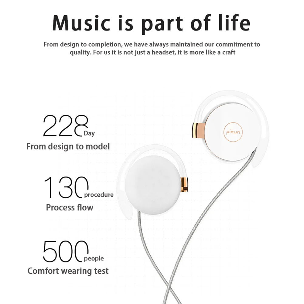 

Sport Clip-On Earphones Headsets With Built-in Microphone Stereo 3.5mm In-Ear Wired HandsFree Headphones For Smartphones PC