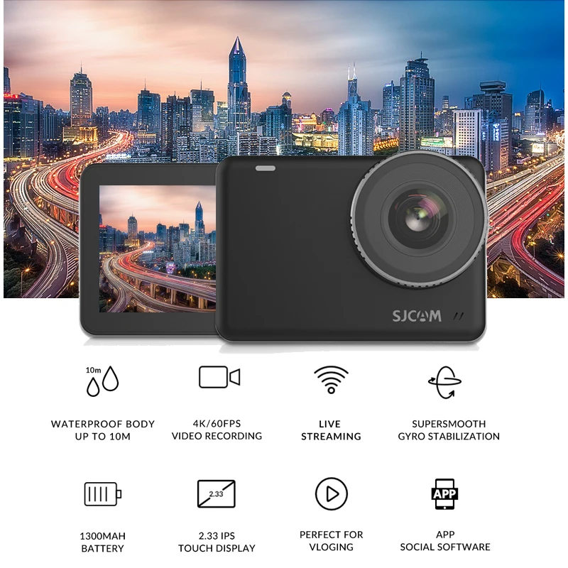 للبيع SJCAM SJ10 Pro 4K Action Camera ، Supersmooth 4K 60FPS WiFi Ambarella H22 Chip ، كاميرا فيديو رياضية 10m ، مقاومة للماء DV