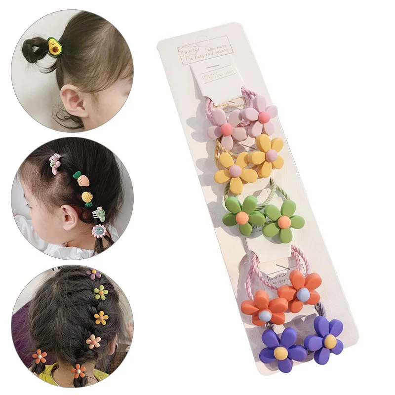 10 шт. милые детские резинки для волос эластичные с фруктами и животными девочек