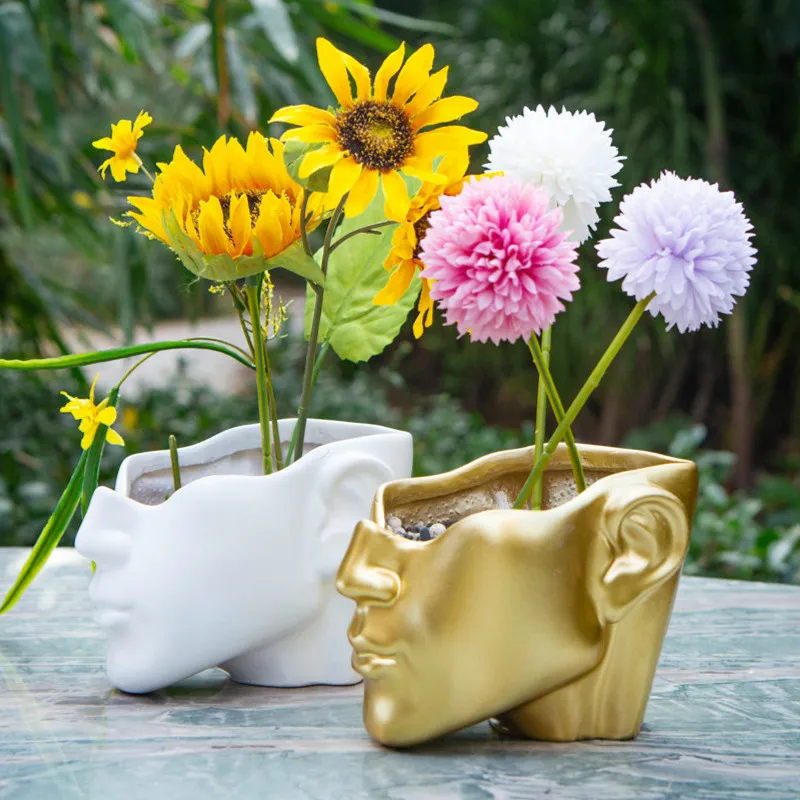 

Half Face Planter Head Planter Face Pot Flower Pot Succulent Pot Head vase Indoor Outdoor Resin Planter Modern Home Decor