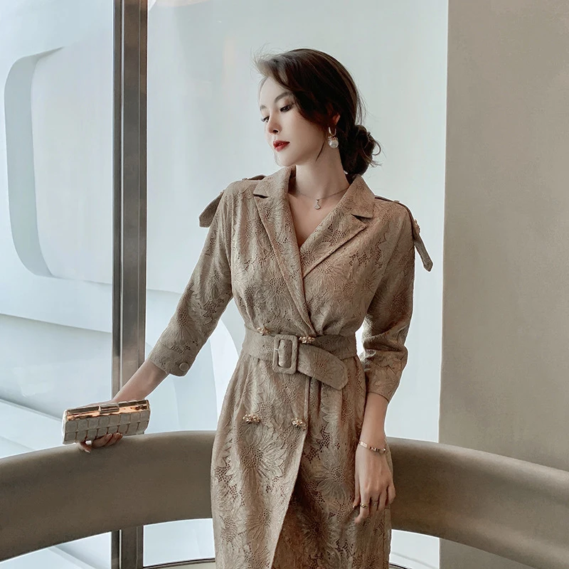 

spring autumn new arrival fashion comfortable double breasted temperamental high quality shining elegant cute sexy a-line trench