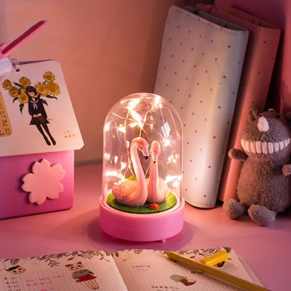 Креативный ночник с фламинго Вибрирующая лампа для комнаты девочек украшение