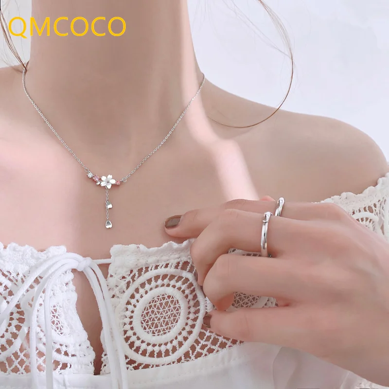 

Цепочка с подвеской QMCOCO, серебряная, 925 пробы, для женщин