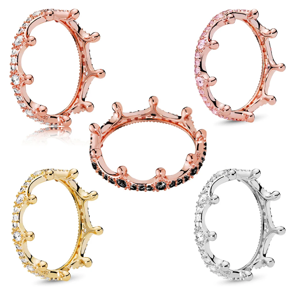 Seialoy модные кольца с короной из розового золота и циркония для женщин мужчин