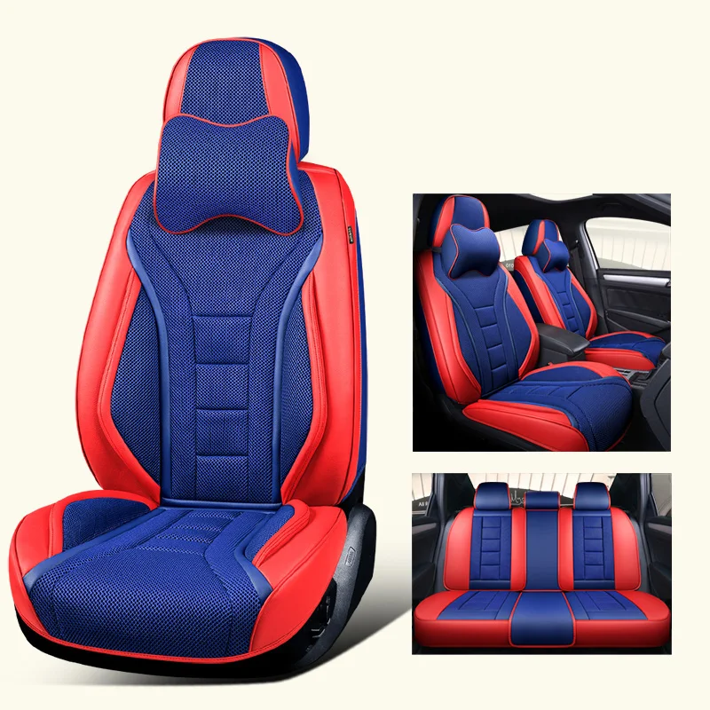 Blue Red Передние и задние Чехлы для автомобильных сидений, автомобильные аксессуары для Hummer H2, Jac S3, Mg Zs Mg3, Uaz Patriot, Zotye T600 - Название цвета: Blue Red