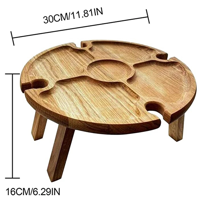 

Wooden Outdoor Foldable Picnic Table Portable Travel Outdoor Wine Glass Holder Dining Table Stand for Picnic Camping Hiking Desk