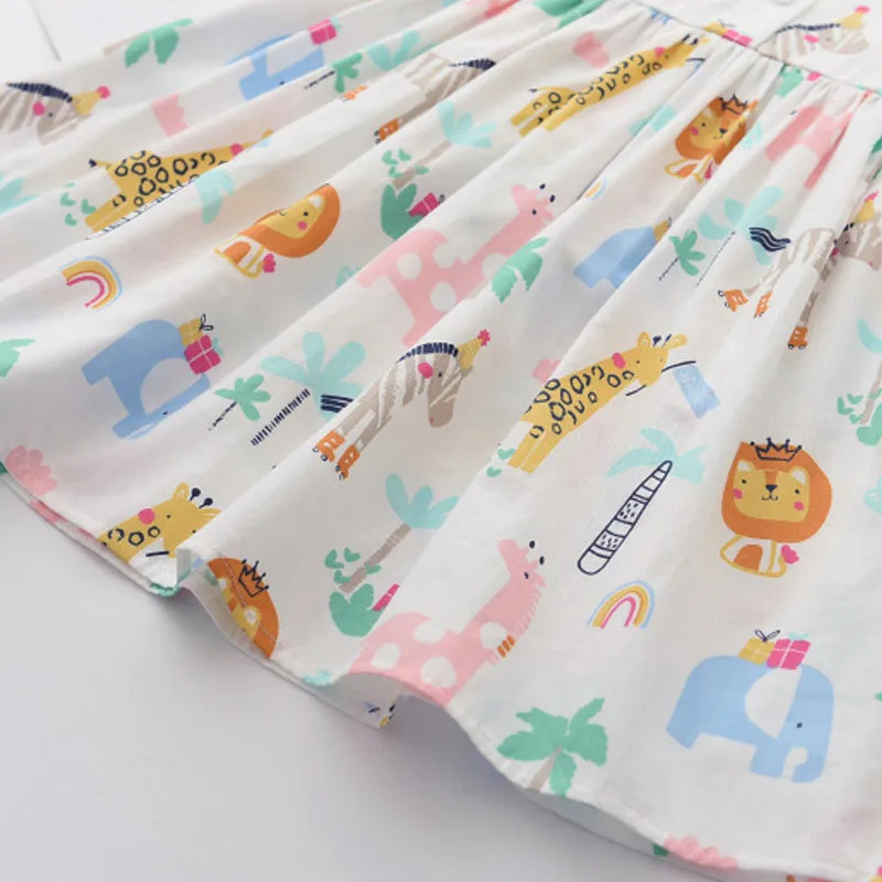 

2021 Summer New Baby Dress Clothing For Girls Round Neck Short Sleeve Cartoon Print Sweet Dress Fashion Children's Clothing