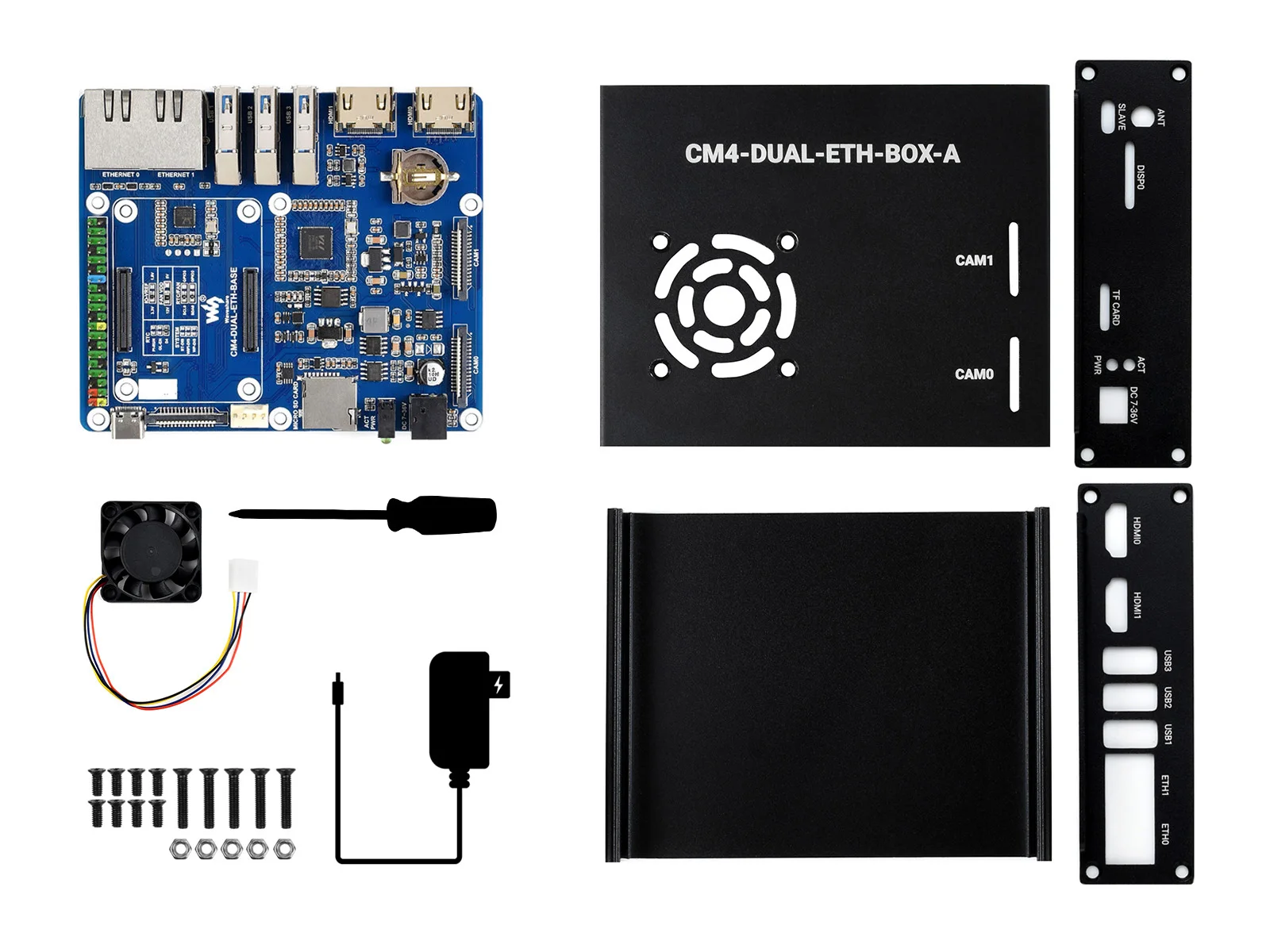 Dual Gigabit ETH Computer Based On CM4(NOT Included), Metal Case, CM4-DUAL-ETH-BASE Inside, Fast And Easy To Build A Mini-Computer