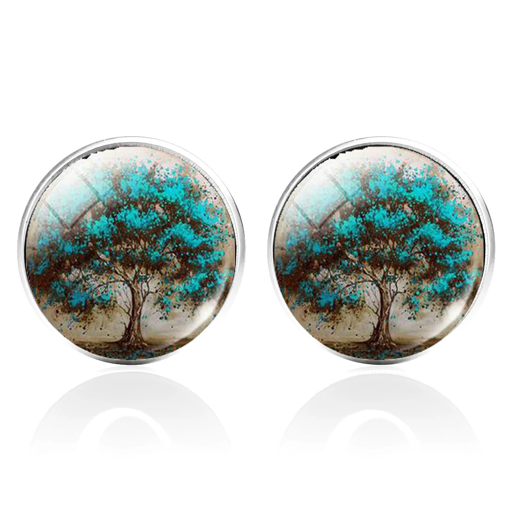 Новый простой стиль синие круглые запонки мужские рубашки манжеты на пуговицах