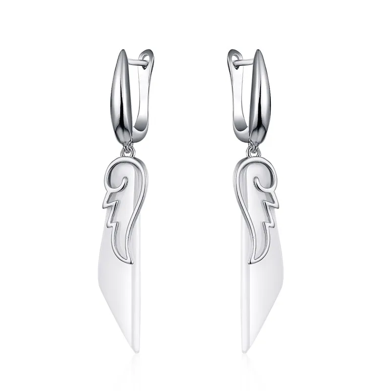 silver white MAIKALE, классические простые серьги-гвоздики в форме крыла, высокое качество, медное покрытие, золото; серебро; Сережки для женщин - Окраска металла: silver white