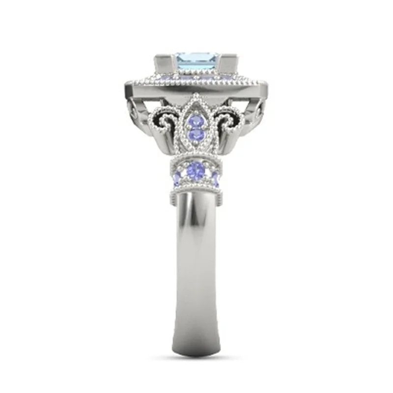 

New luxury fashion natural purple zircon ring hollow retro ring women romantic banquet wedding accessories charm jewelry gift