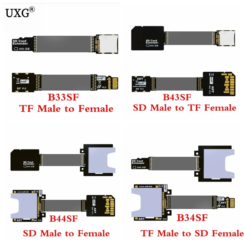 

Micro SD TF Memory Card Kit SD Male to SD Female Extension Soft UHS2 UHS-III Flexible Flat CableFPC Cable Extender 10cm 30cm 1m