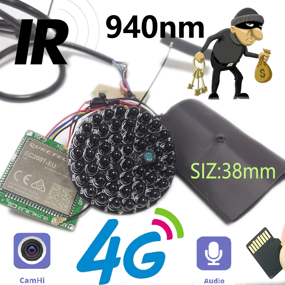 4G SIM Card IP Camera 1080P 5MP 90nm IR Infrared night vision WIFI Security mini 4G Pin hole Camera CCTV  P2P Onvif Audio Camhi