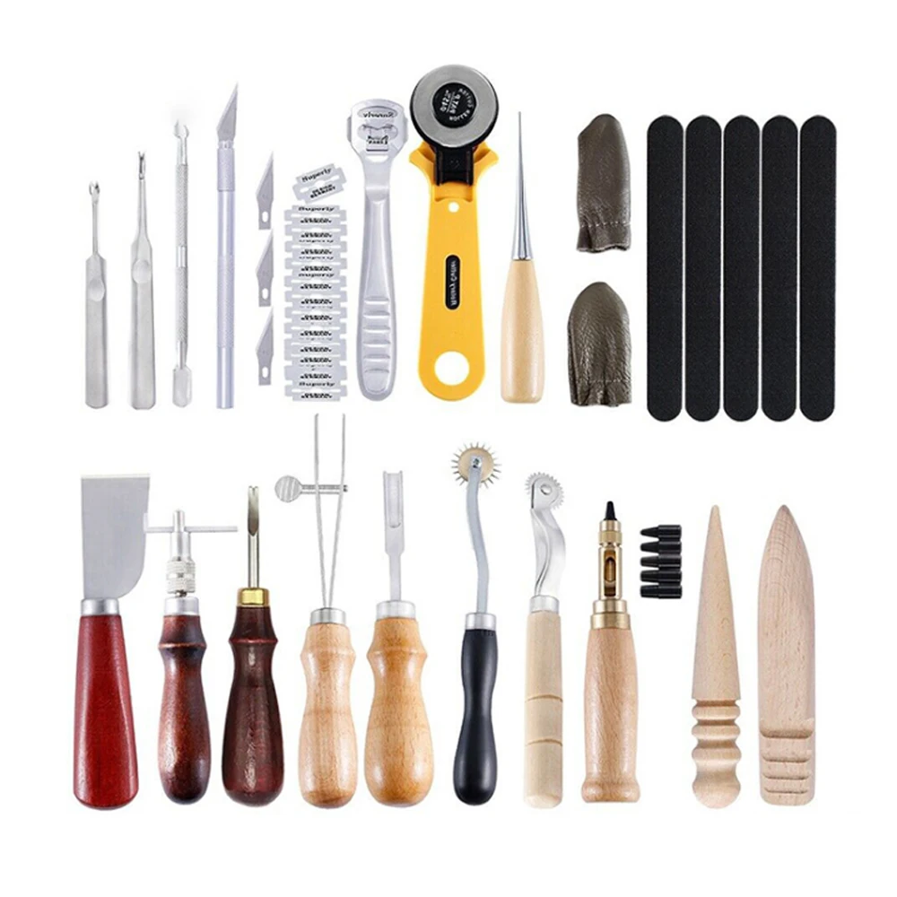 

Professional 24pcs Leather Craft Tools Kit Hand Leathercraft Accessories Leather Making Tool Set