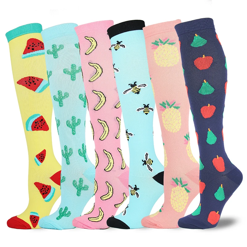 

Men/Women Compression Stockings Fruits Pattern Below Knee Socks Outdoor Sport Compression Socks Long Socks Stockings Leg Support