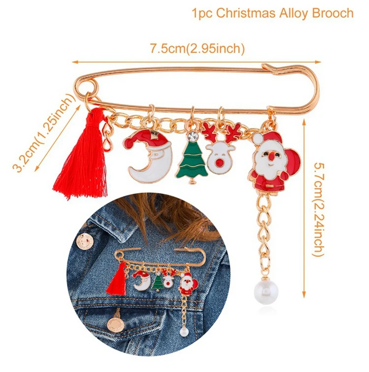 Alloy Brooch 3 Рождественские украшения для дома Подарки рождественские подарки Natale Noel Рождество очки Рождественский Декор с утолщённой меховой опушкой, год - Цвет: Alloy Brooch 3