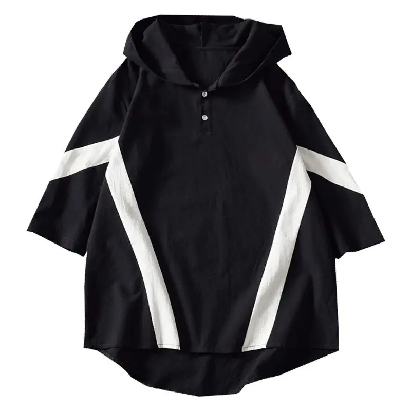 

Seven-point sleeve men's plus fat plus size trend fat loose hooded sports tide brand ins short-sleeved T-shirt summer clothes