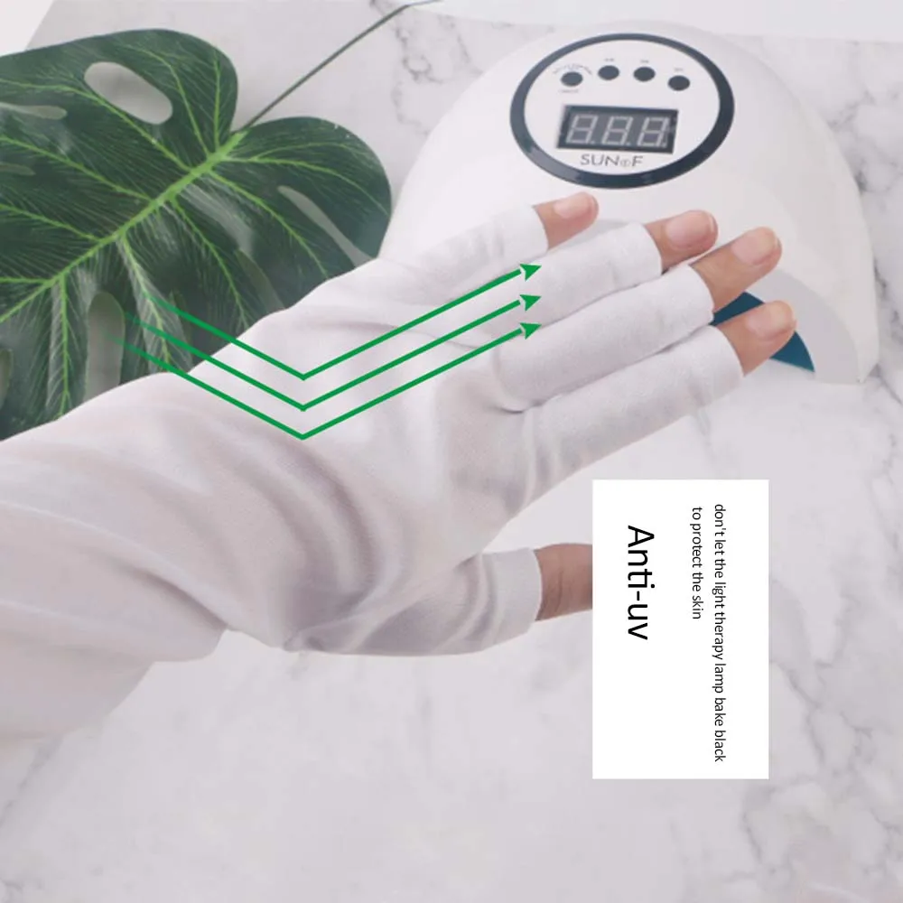 1 пара Защита от УФ излучения перчатки защита для дизайна ногтей Гелевые с