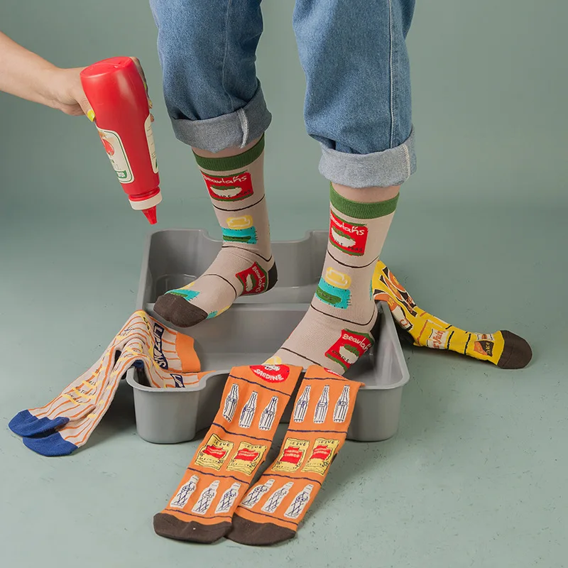 

Streets Tide Sock Autumn/Winter Harajuku Fashion Lovely Hip Hop Graffiti Funny Sock Women Irregular Casual Antiskid Colorful Sox