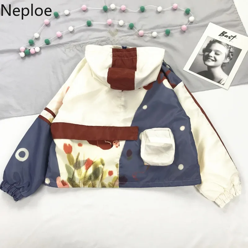 Neploe японская винтажная Студенческая куртка с принтом Короткая свободная тонкая