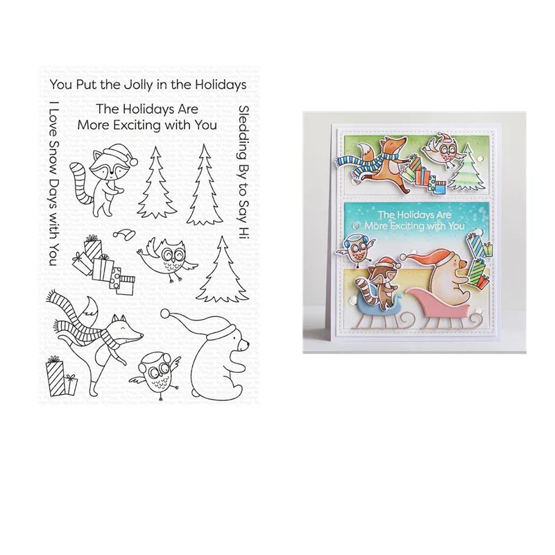

Put The Jolly In The Holidays Metal Cutting Dies And Clear Stamps For Craft Making Festival Greeting Card 2021 Christmas New