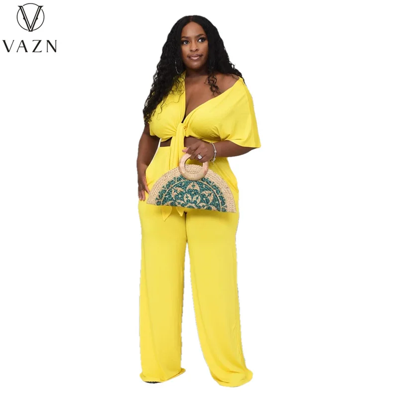 Популярные праздничные желтые шифоновые милые завязки VAZN 2021 с коротким рукавом и