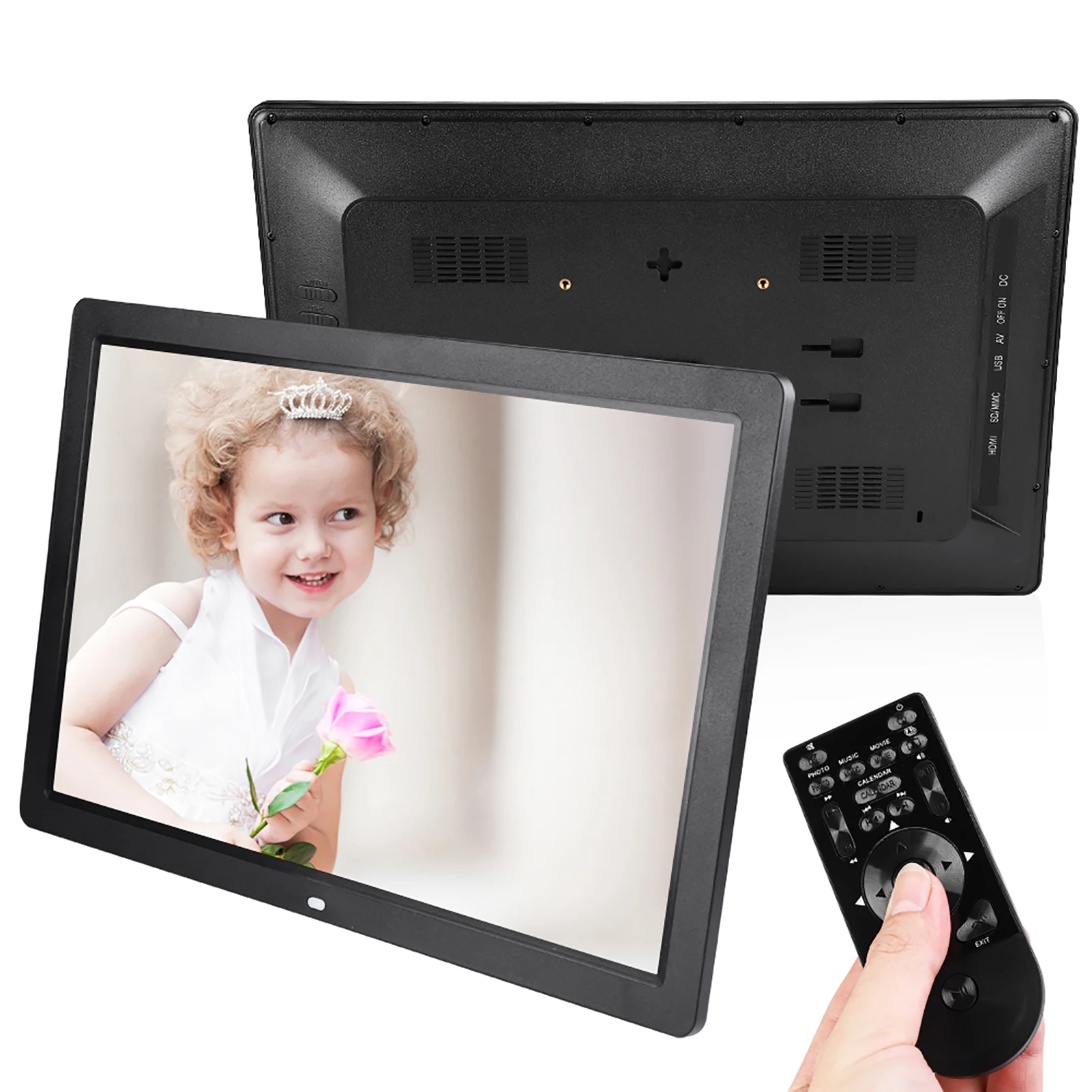 17 дюймов 1440 * 900HD Цифровая фоторамка Будильник проигрыватель альбом пульт