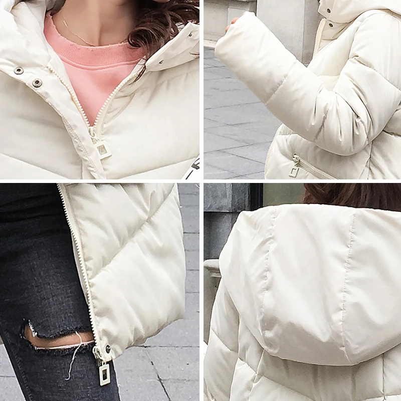 Женская парка с капюшоном куртка толстая подкладка хлопковой подбивкой зимние