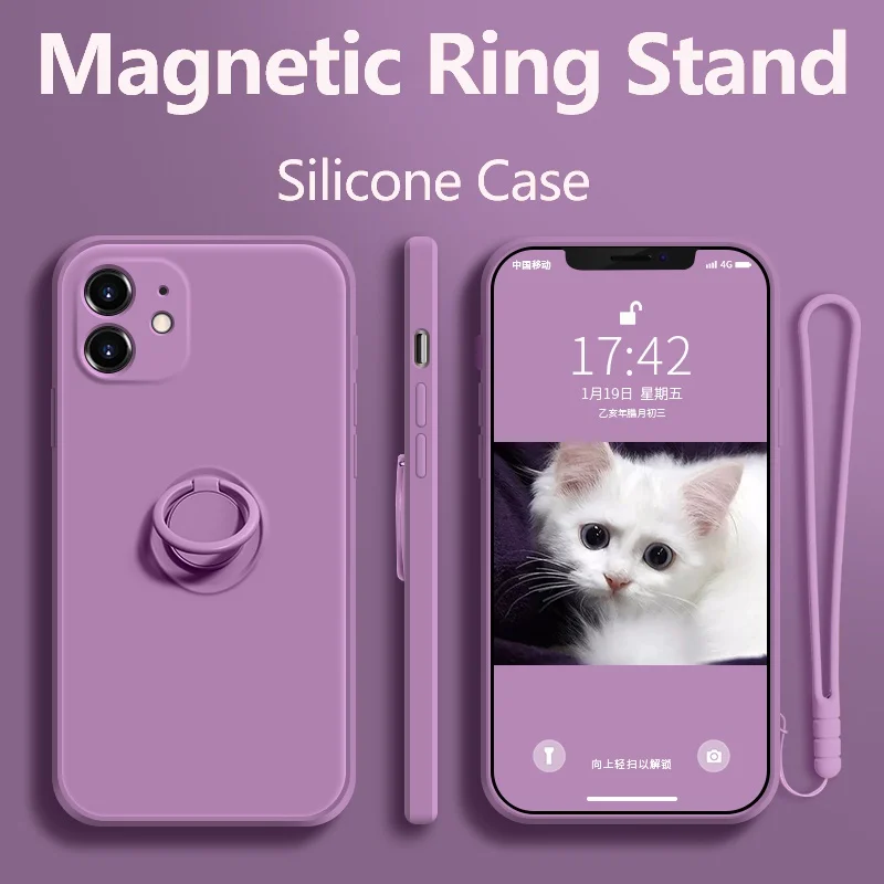 Новый силиконовый чехол с кольцом-держателем для iPhone 12 11 Pro Max XR X XS 6 7 8 Plus SE 2020 |