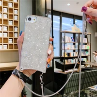 stylish shining diamond crossbody soft phone cases for huawei mate 20 30 p40 p30 pro cover anti fall case with strap long chain