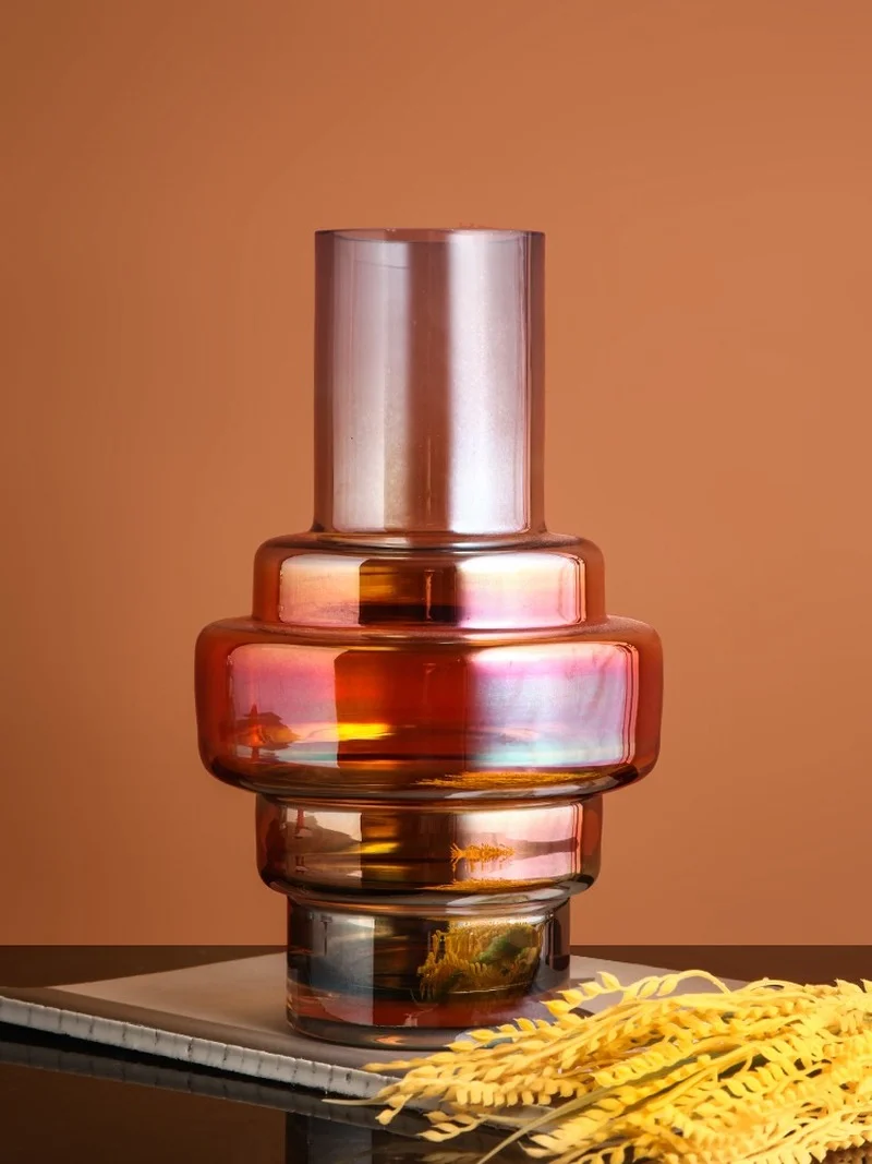 

Светильник лая Роскошная ваза, Современная Минималистичная американская цветная стеклянная ваза, прозрачная Высококачественная ваза для ...