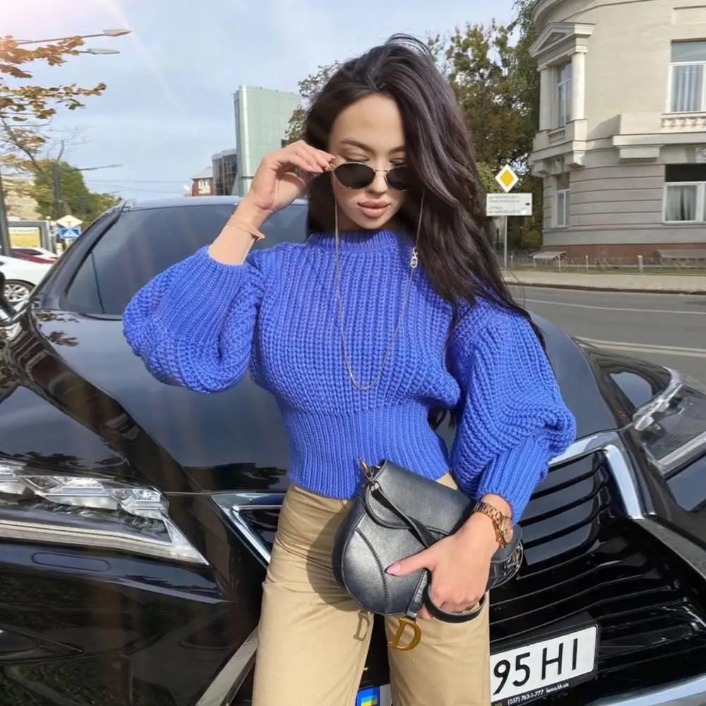 

Jane Deiune 2020 New Autumn Winter Lady Elegant Solid Loose Sweater Long Sleeve Knitted Clothes Casual Warm Tops Pullovers