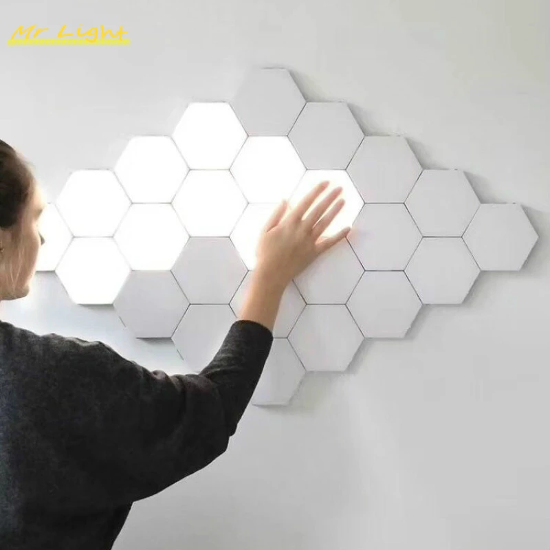 

Modern Magnetic Modular Touch Night Lamp Touch Sensor Night Lights LED Hexagon Quantum Light Bedroom Home Decor Light Fixtures