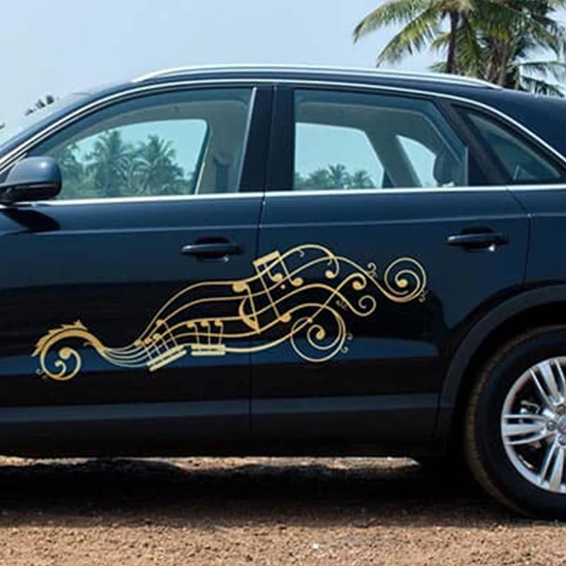 

Gold Music Sign Lover Car Sticker Creative Car Side Decor Music Melody Pattern Cars Murals Art Vinyl Self-adhesive L1196