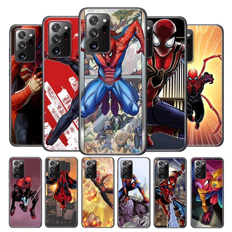 

Marvel Avengers SpiderMan Cool For Samsung Note 20 Ultra Plus 10 9 8 F52 M62 M60 M31 M01 Core Silicone Soft Black Phone Case