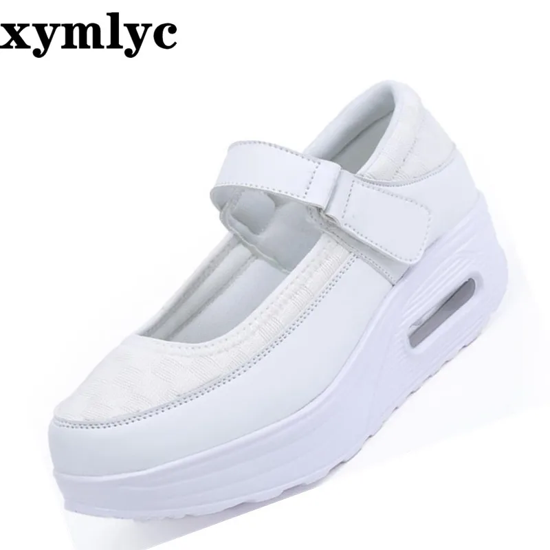 Женские сетчатые кроссовки с круглым носком белые дышащие повседневные