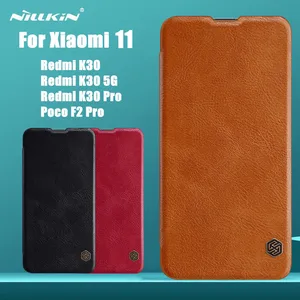 pu leather case for xiaomi mi 11 poco f2 pro cover redmi k30 pro 5g nillkin qin protective flip cover wallet case free global shipping