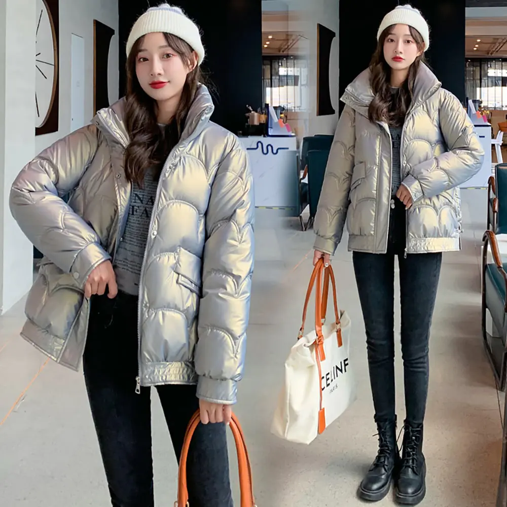 PinkyIsBlack Women Winter Jacket Short Warm Parkas Female Autumn Thicken Winter Coat Women Glossy Cotton Padded Jacket Outwear