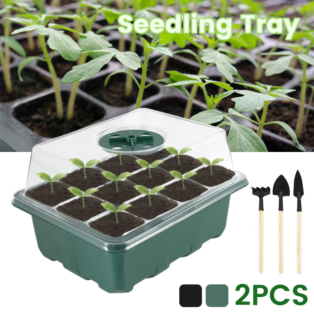 

2pcs 12 Cells Nursery Pot Seedling Trays Garden Plant Seed Pots Reusable Greenhouse Plant Seed Starter Tray Garden Accessories
