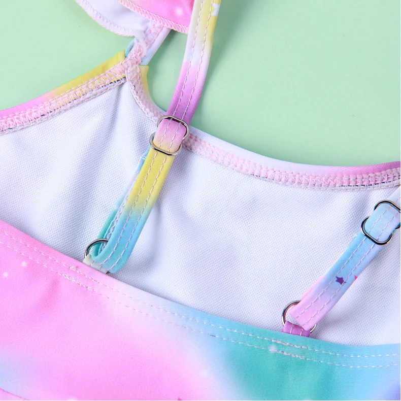 Купальник для девочек 3 8 лет Раздельный купальник с принтом единорога из двух