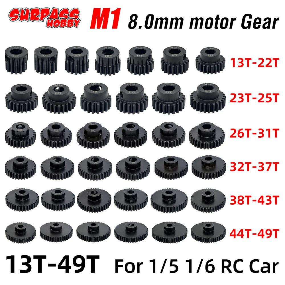 

RC Grear M1 8mm 13T-49T Pinion Motor Gear for 1/5 TRAXXAS ARRMA 4WD Outcast 8S EXBRC Car Motor